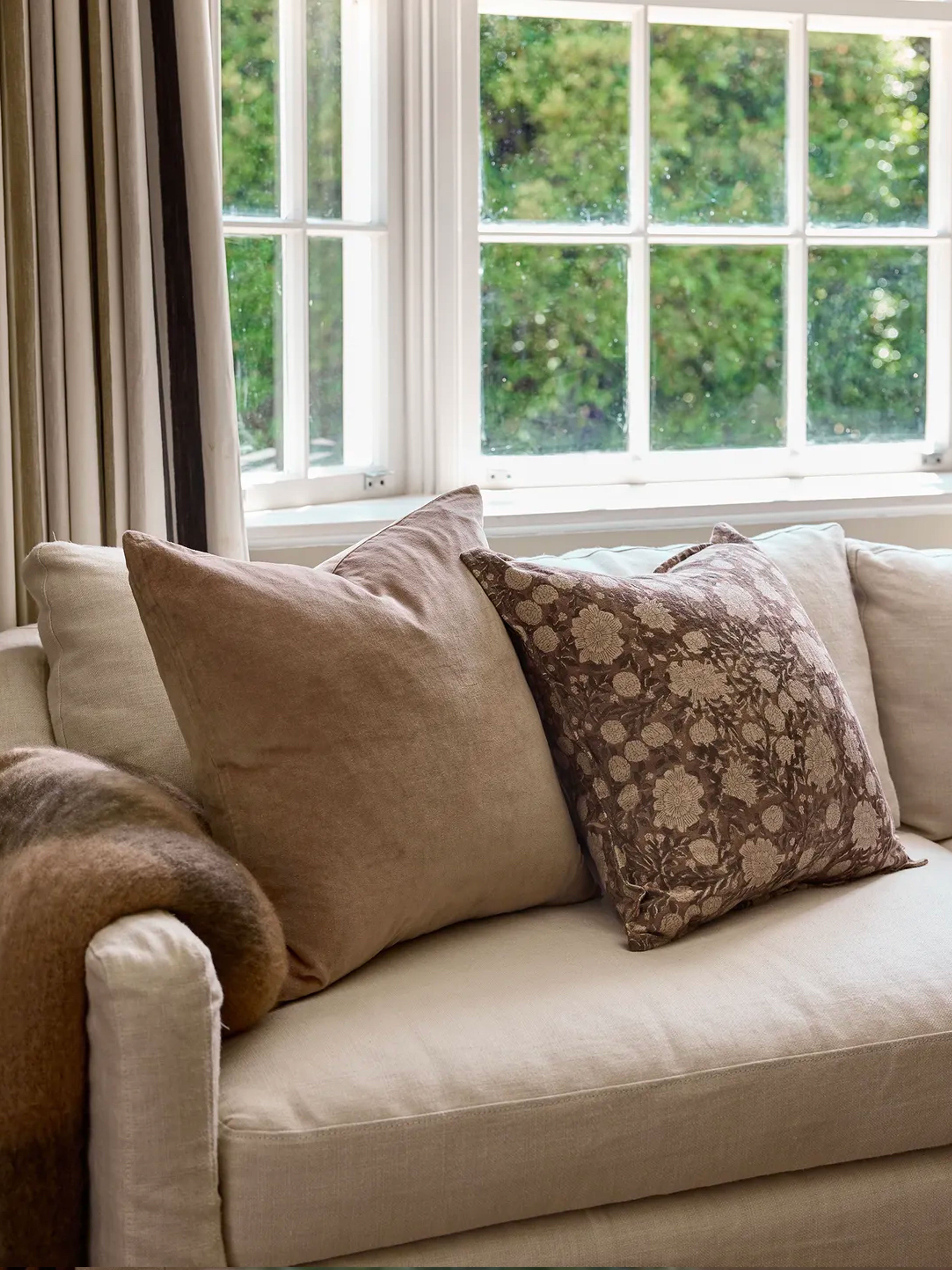 Velvet Beige Cushion Cover