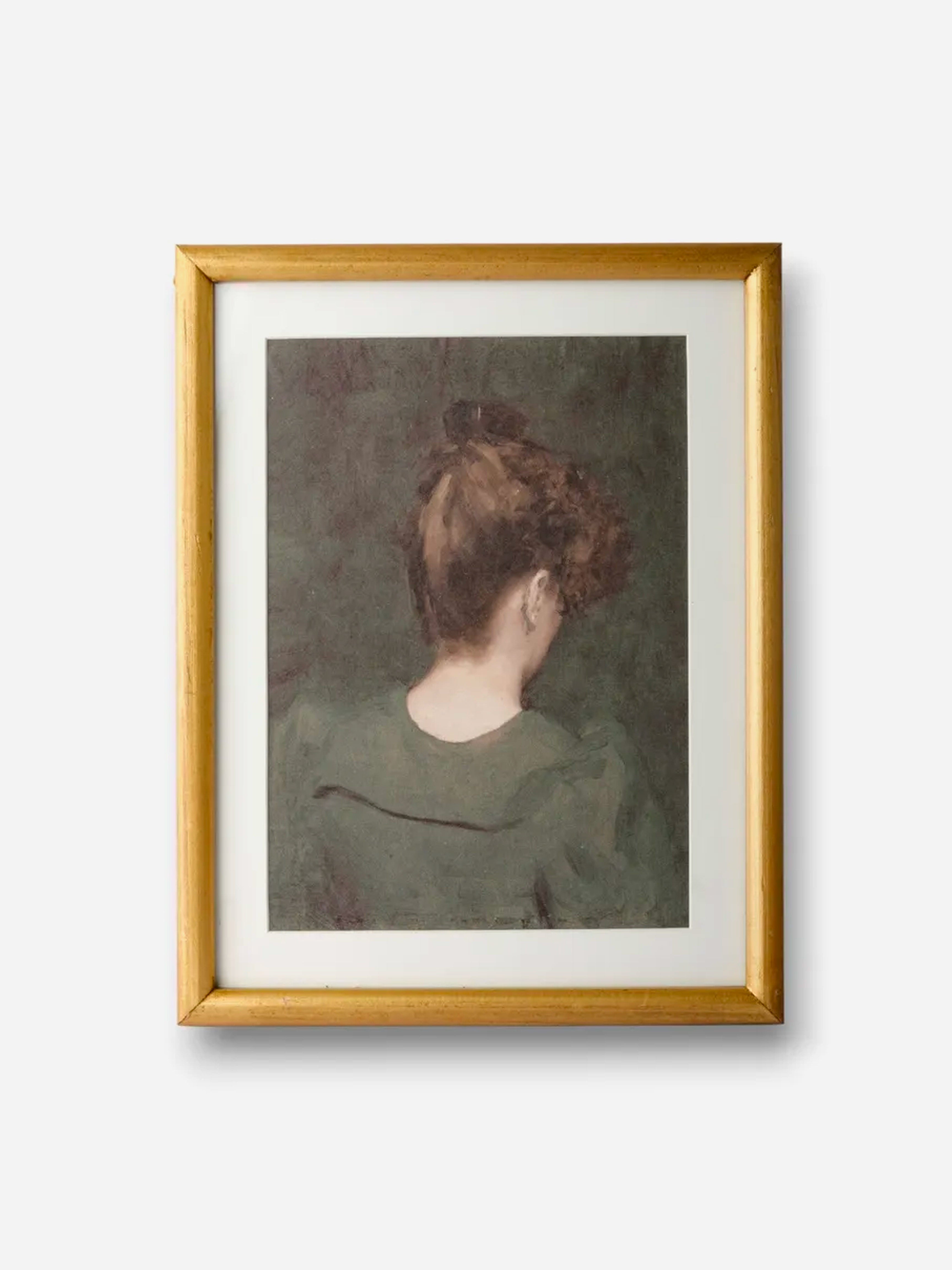 Vintage Portrait Lady in Green Wall Art