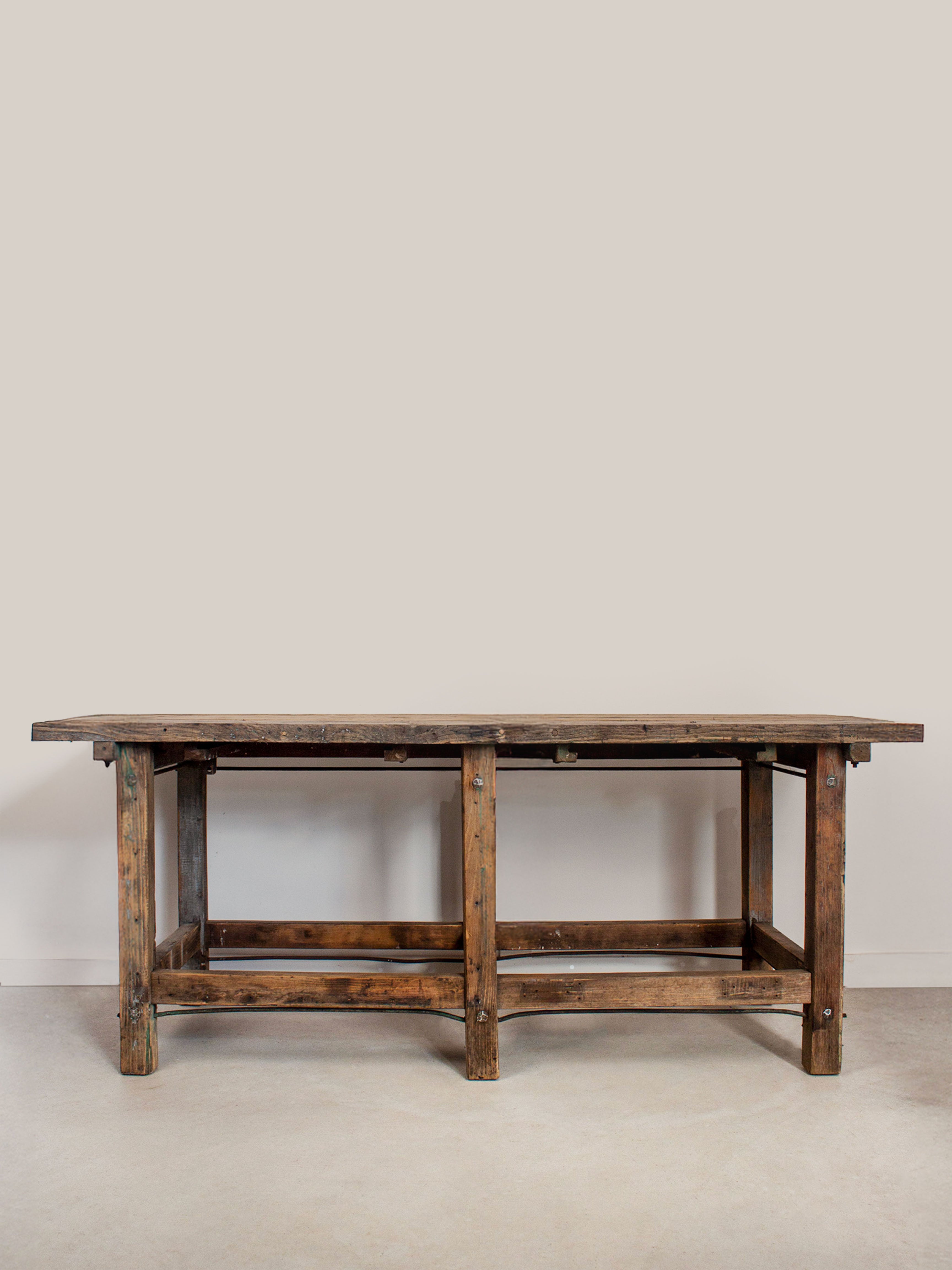 Vintage Kitchen Island with Iron Detail