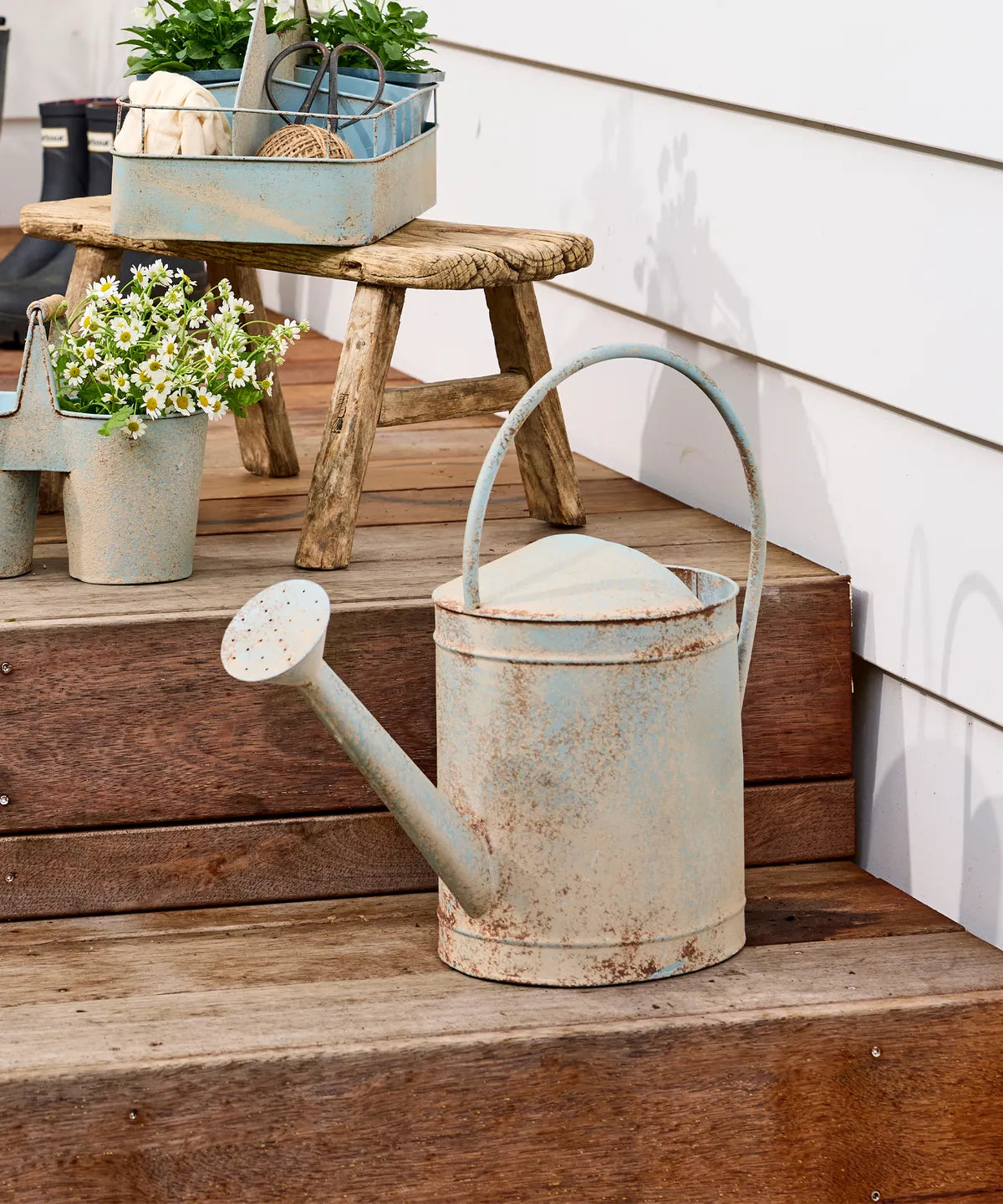 Antique Blue Metal Watering Can