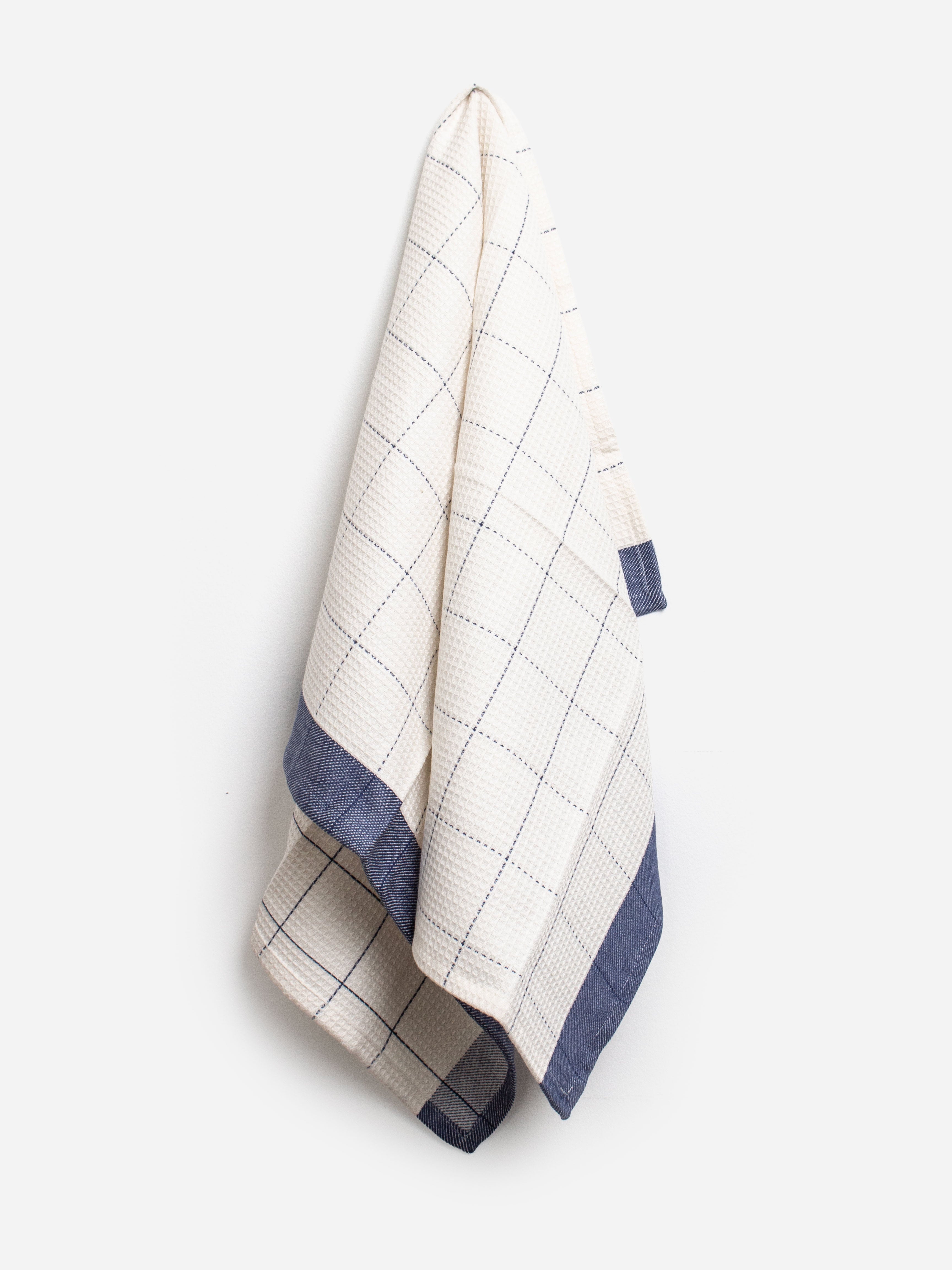Waffle Cotton Marine Tea Towel