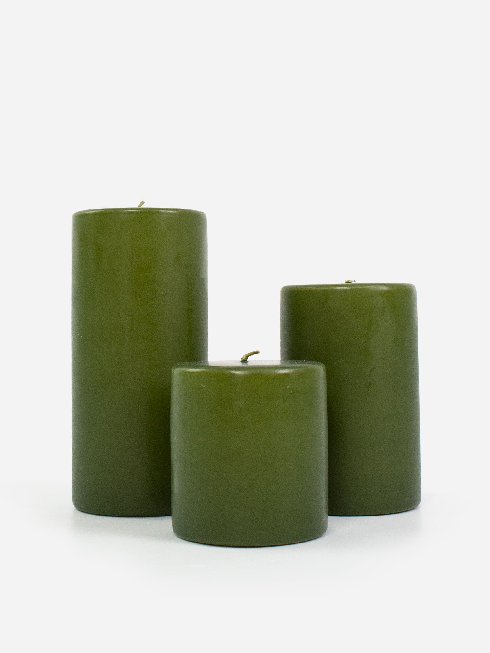 Wide Olive Pillar Candle