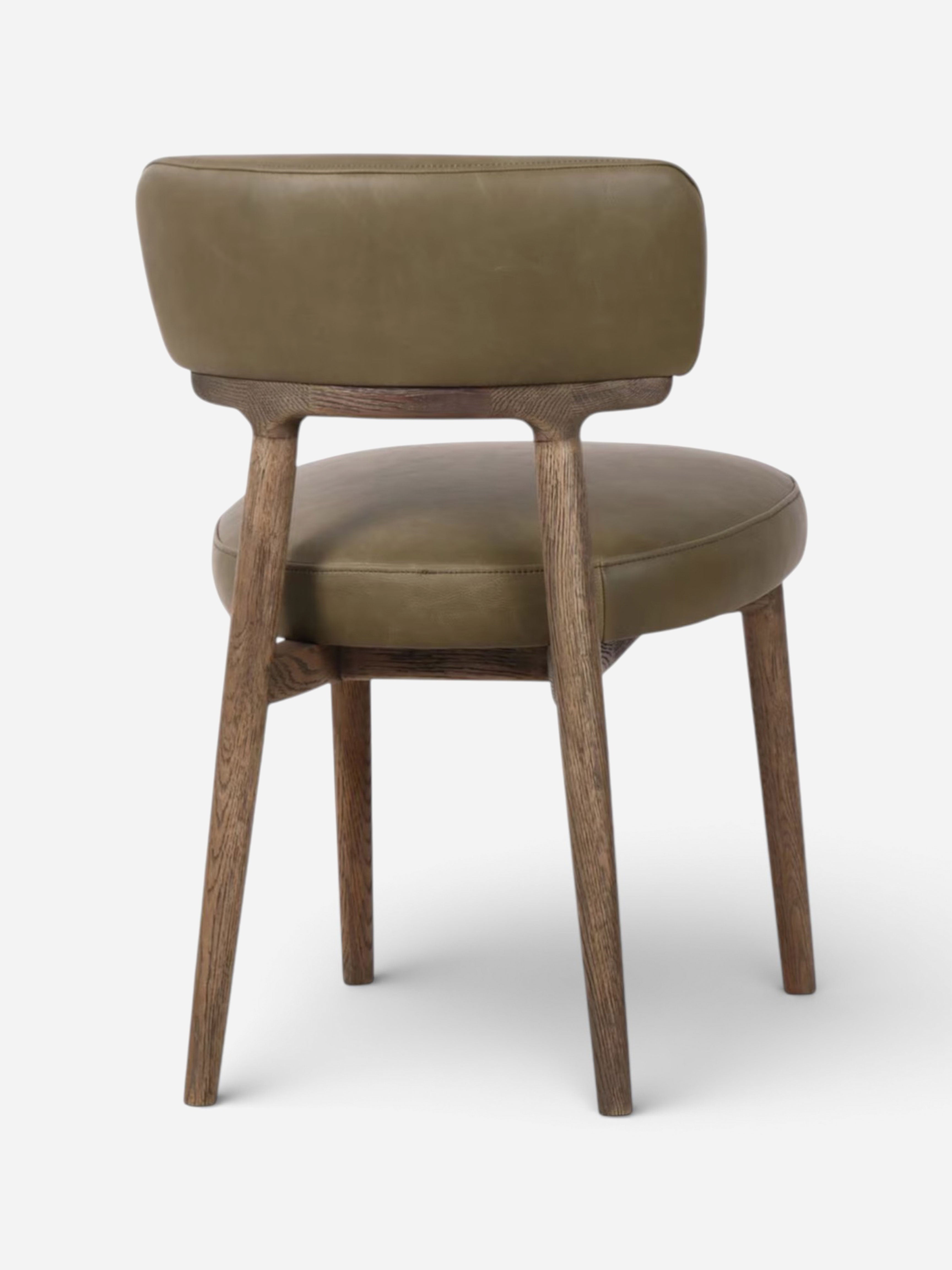 Willow Olive Leather Dining Chair
