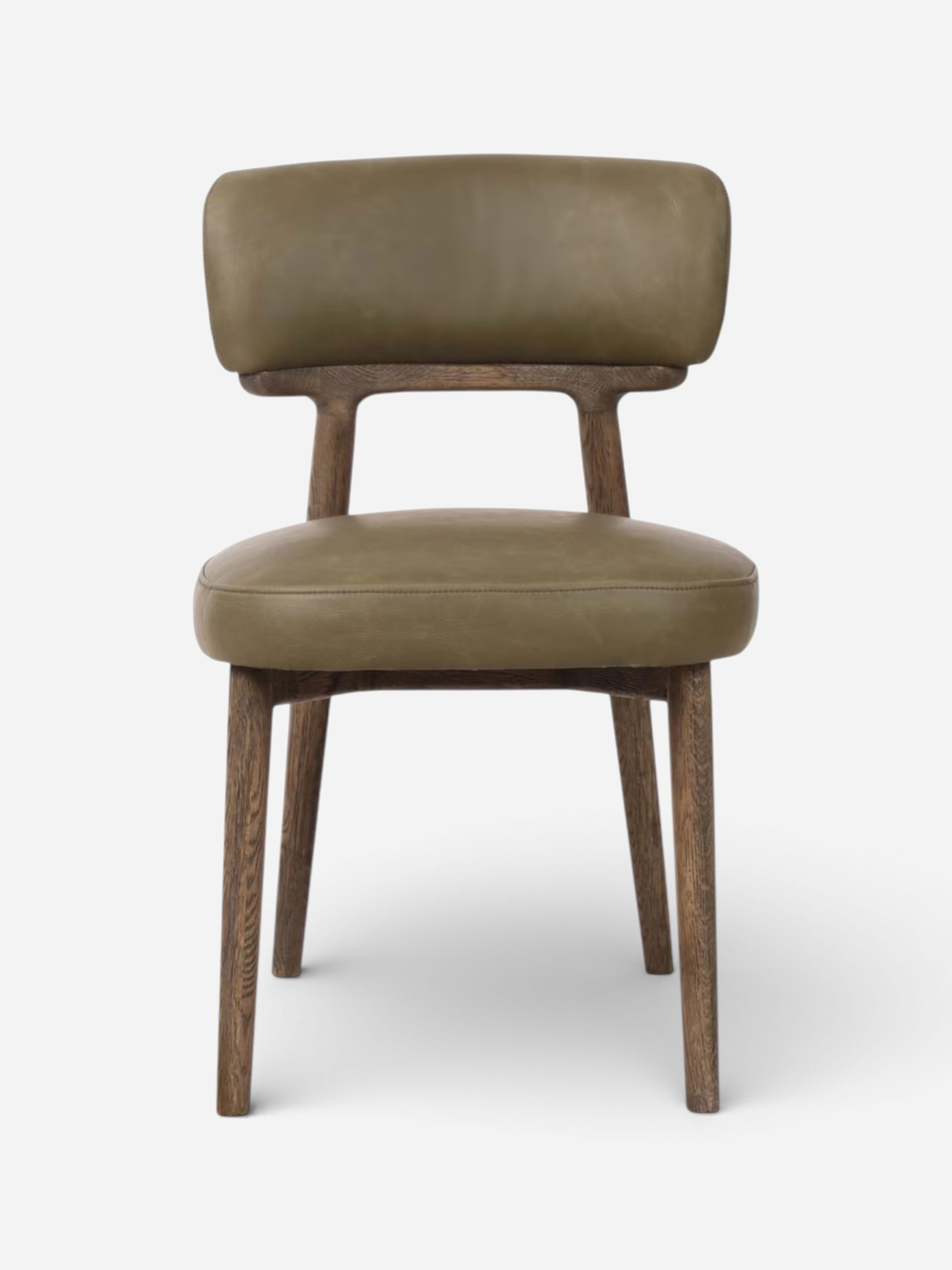 Willow Olive Leather Dining Chair