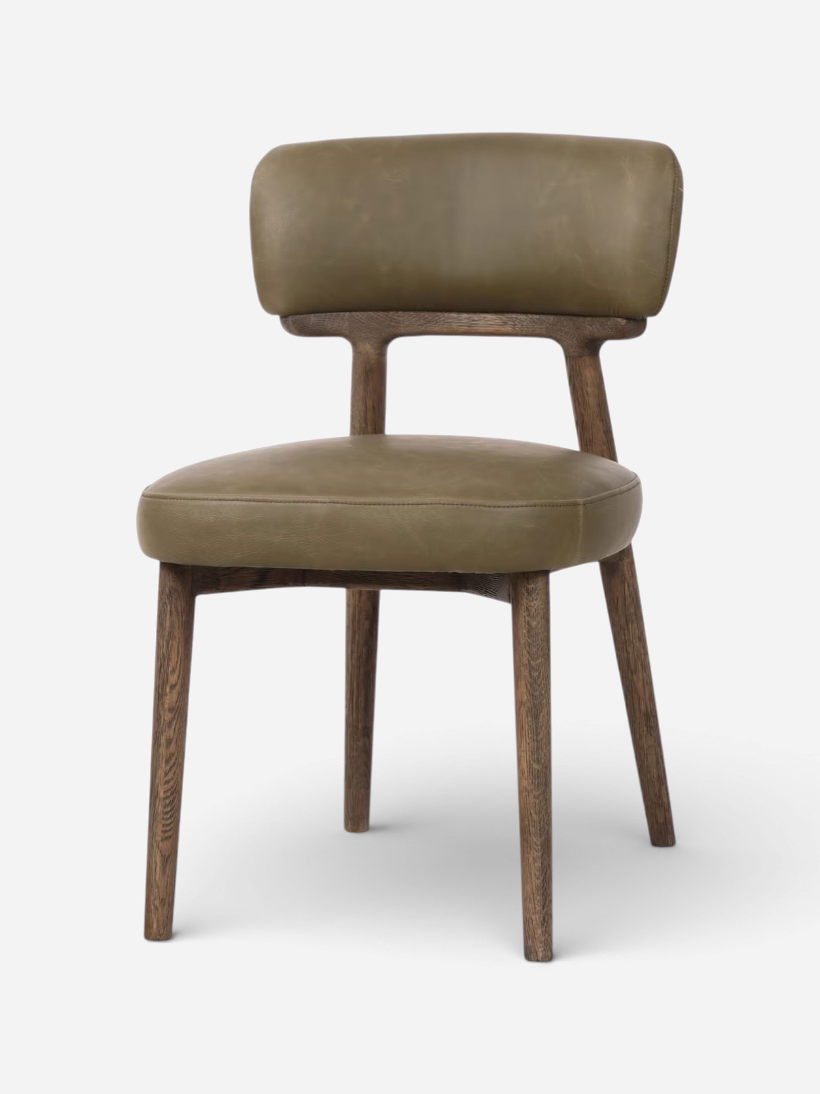Willow Olive Leather Dining Chair