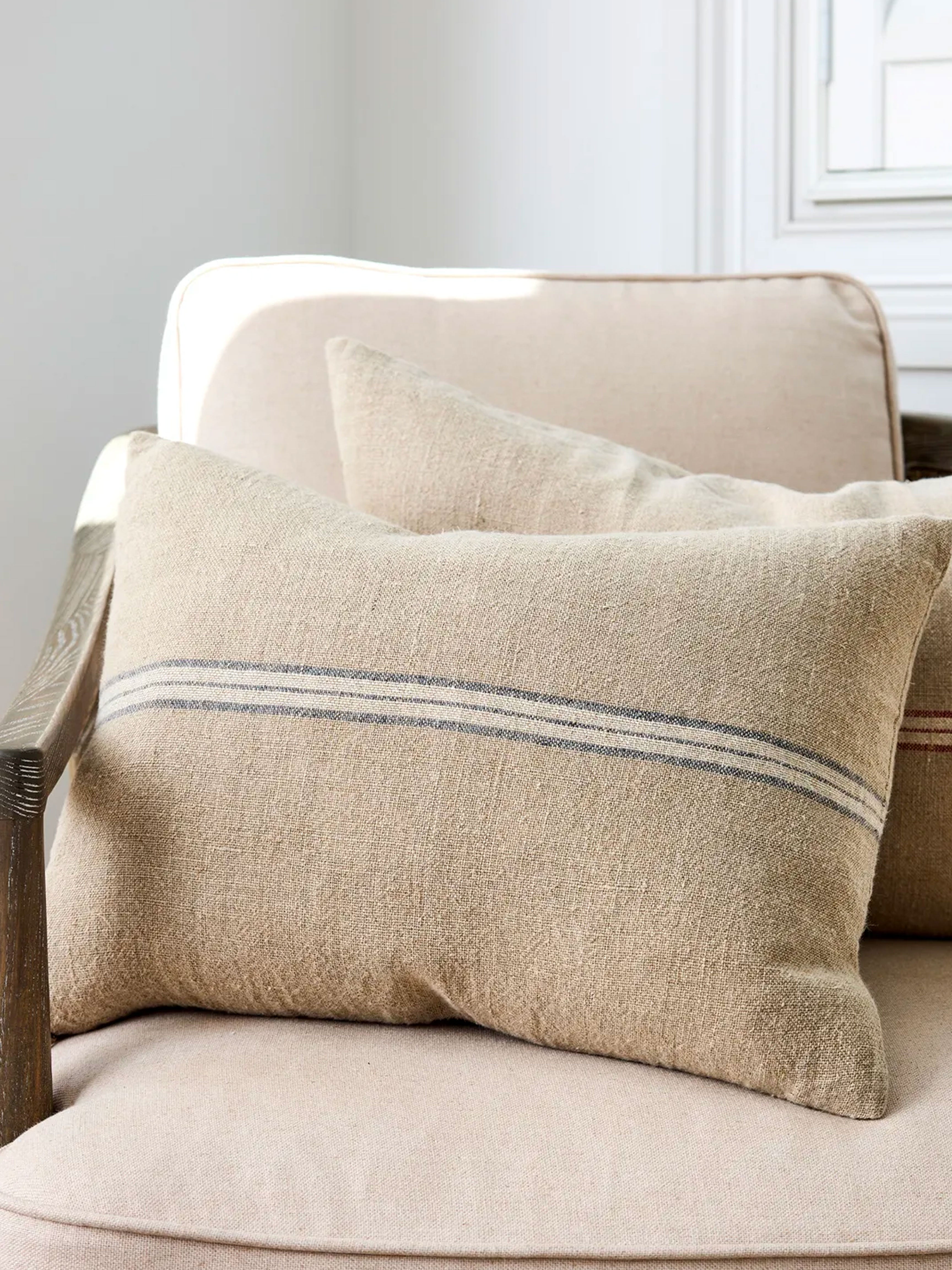 Woven Blue Stripe Cushion Cover