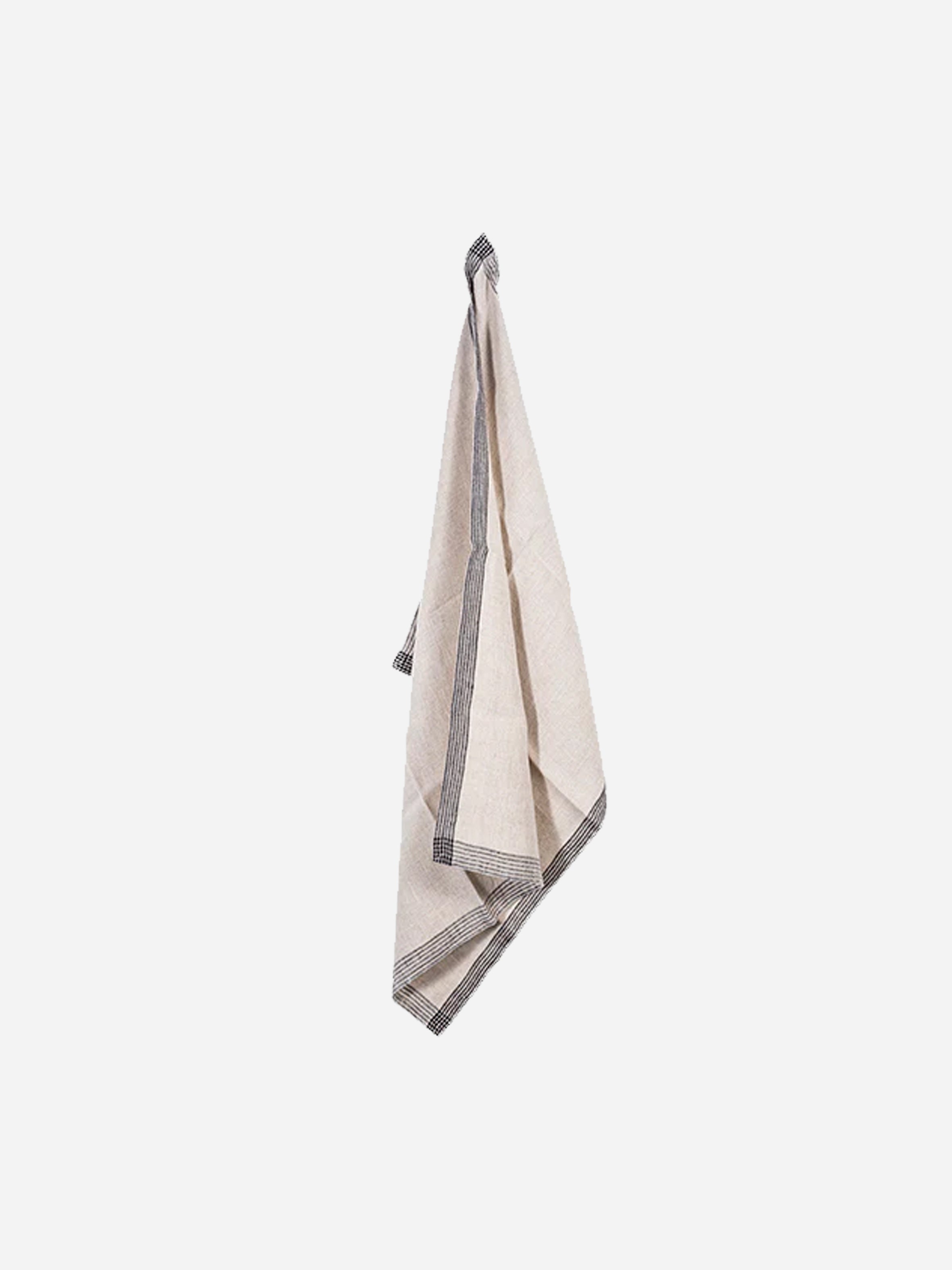 Woven Border Tea Towel - Natural & Black