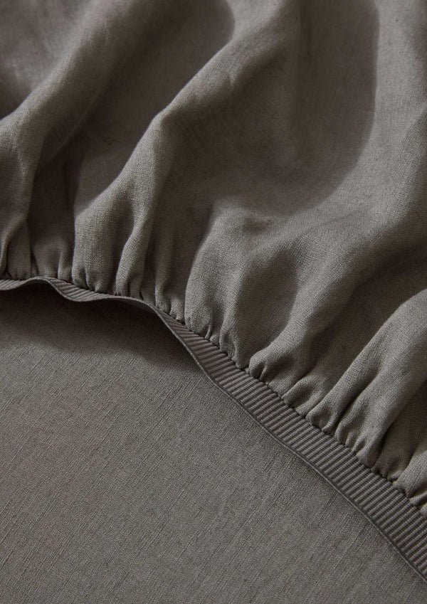 Ravello Linen Fitted Sheet - Charcoal
