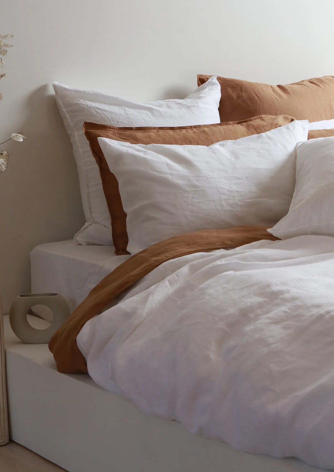 100% Linen Duvet Set - White