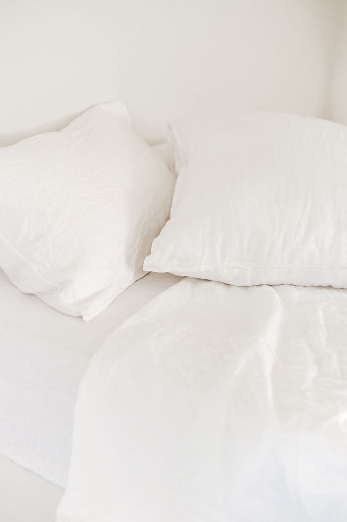 100% Linen Duvet Set - White