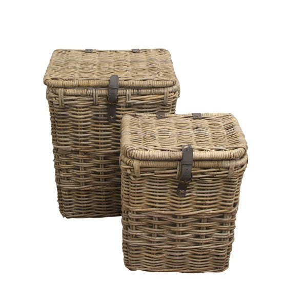 Grove Rectangle Laundry Basket w/Leather Strap