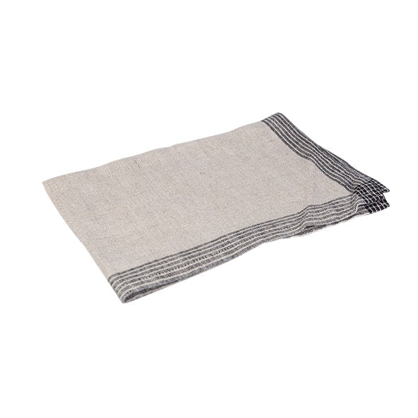Woven Border Tea Towel - Natural & Black