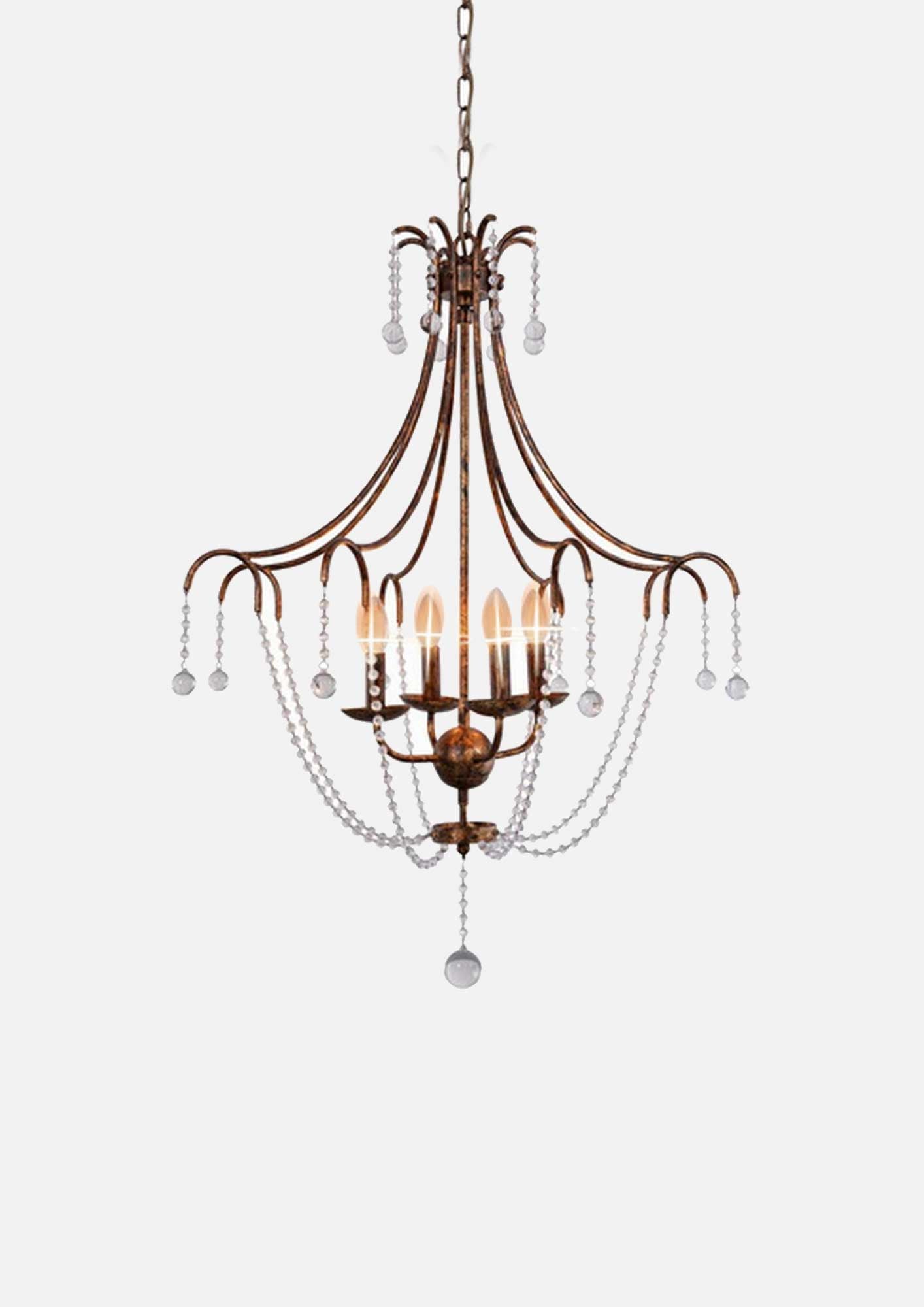 Antique Gold Foil Chandelier with Drops