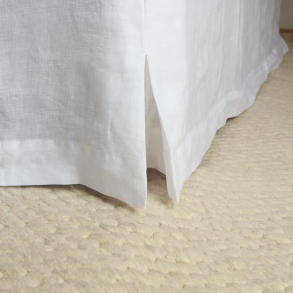 100% Linen Bed Skirt - White