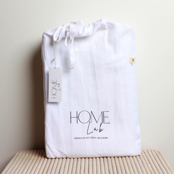 100% Linen Bed Skirt - White