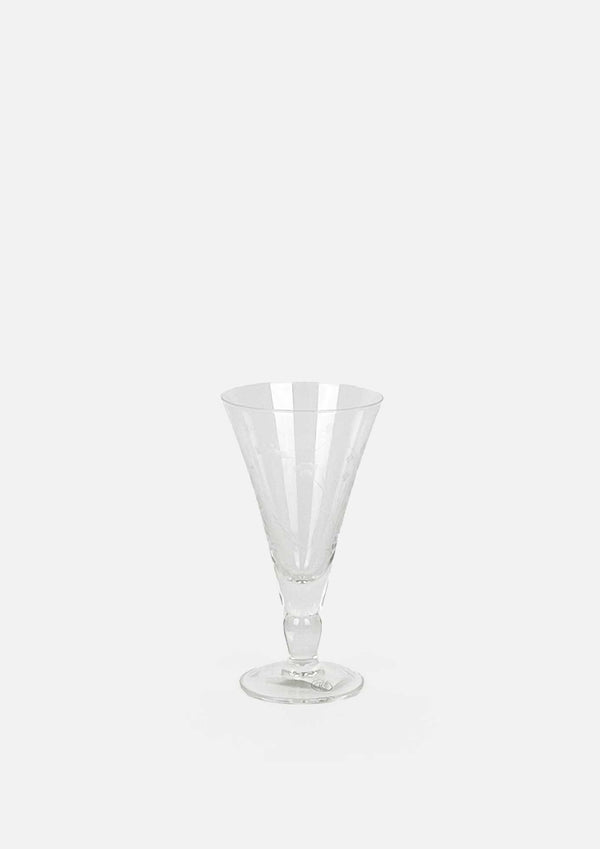 Floral Etched Short Stem Wine Glass