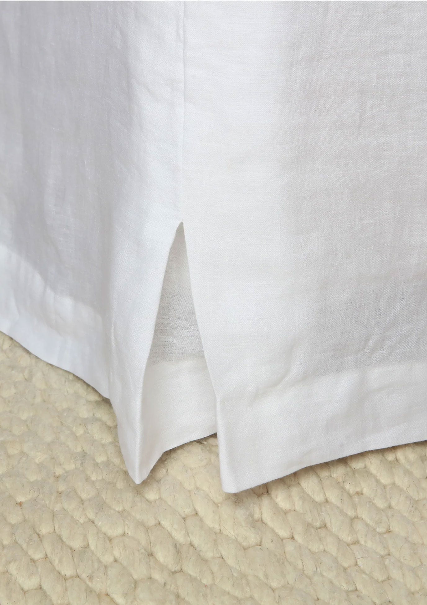 100% Linen Bed Skirt - White