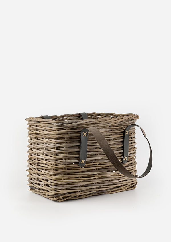 Grove Magazine Basket w/Leather Straps