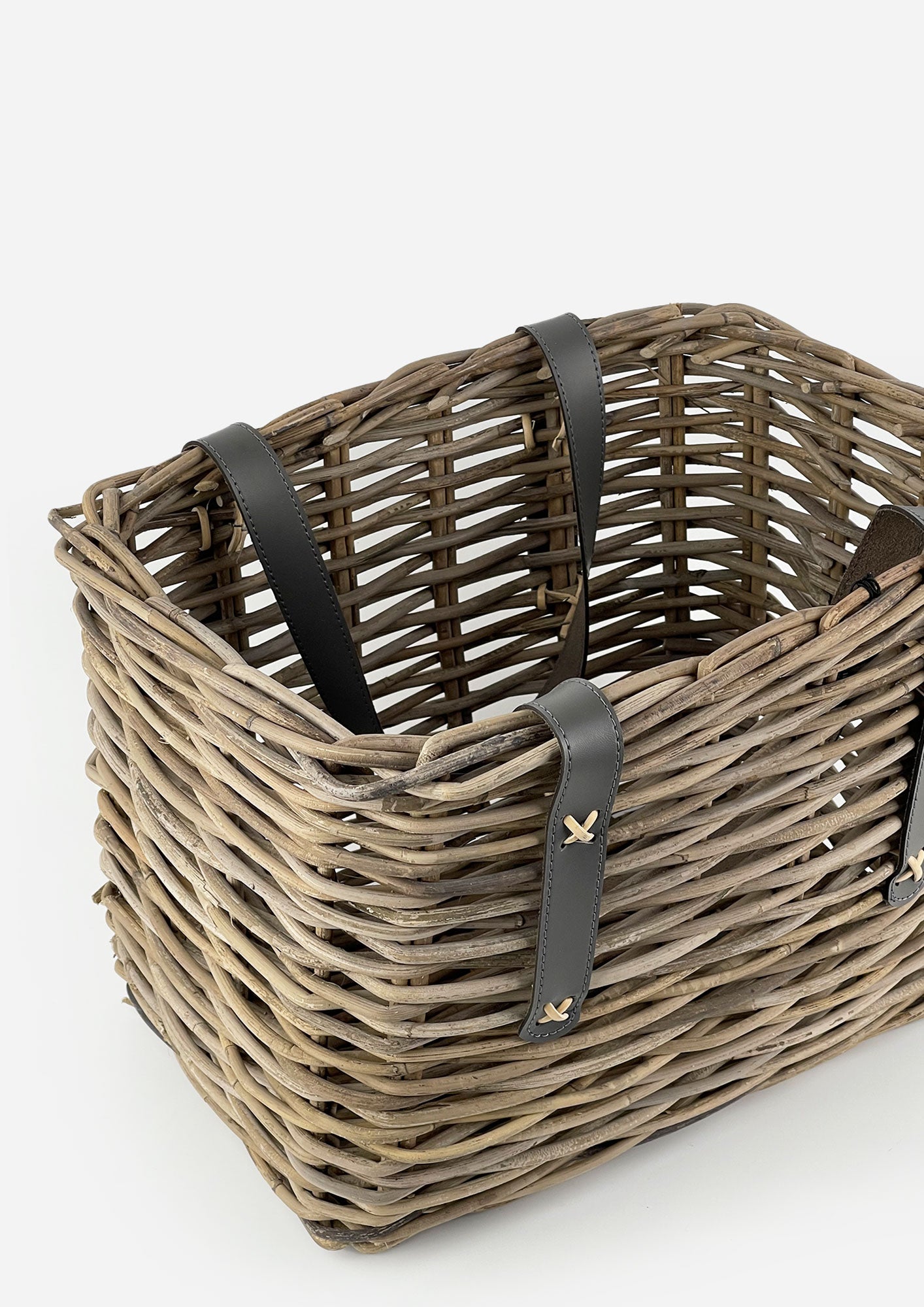 Grove Magazine Basket w/Leather Straps