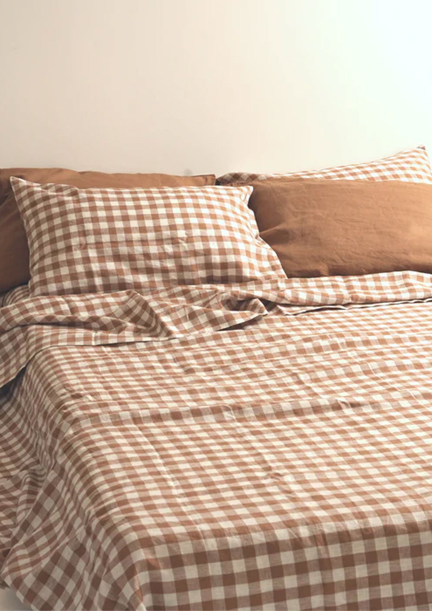 100% Linen Sheet Set - Ginger Gingham