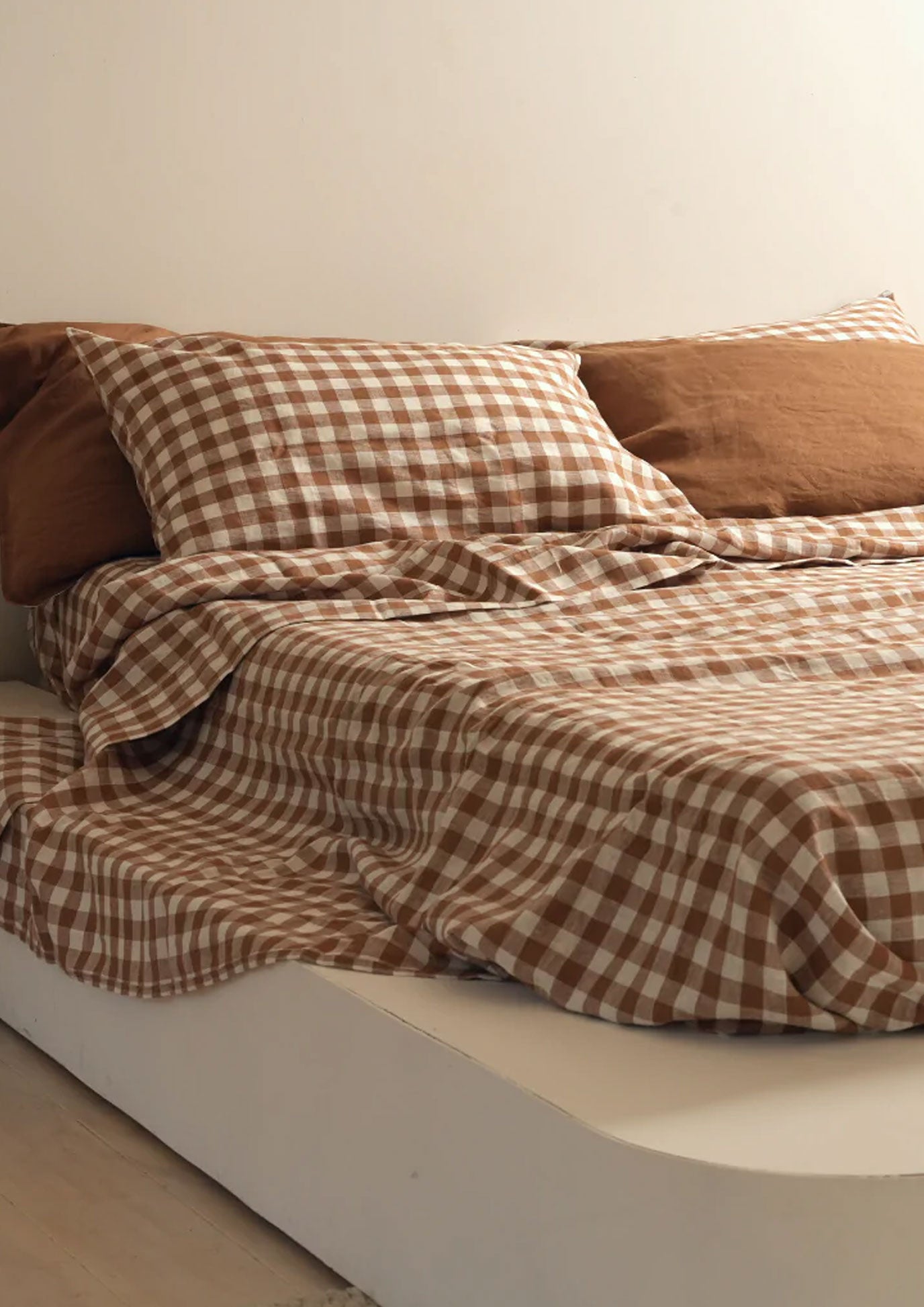 100% Linen Sheet Set - Ginger Gingham