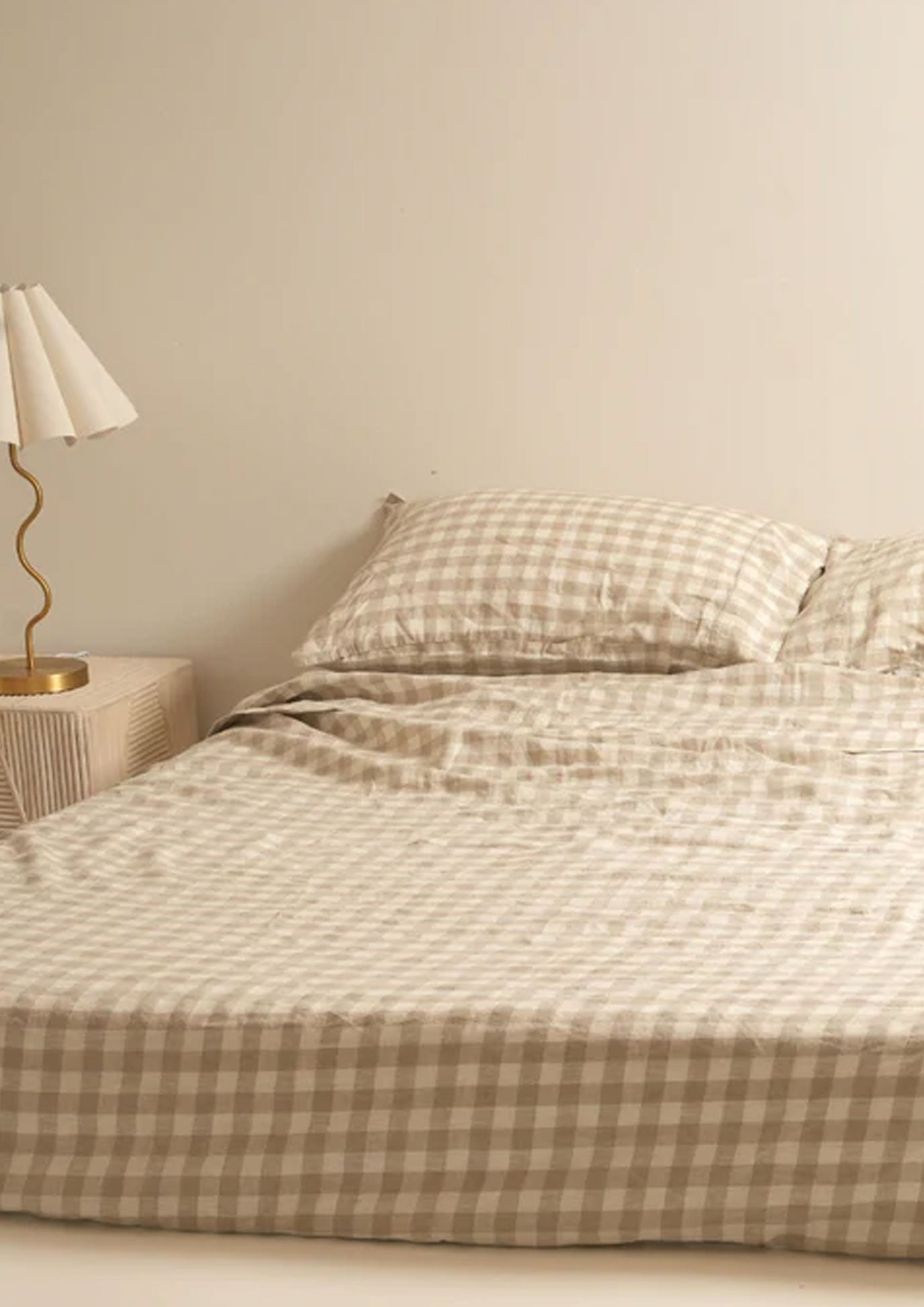 100% Linen Sheet Set - Natural Gingham