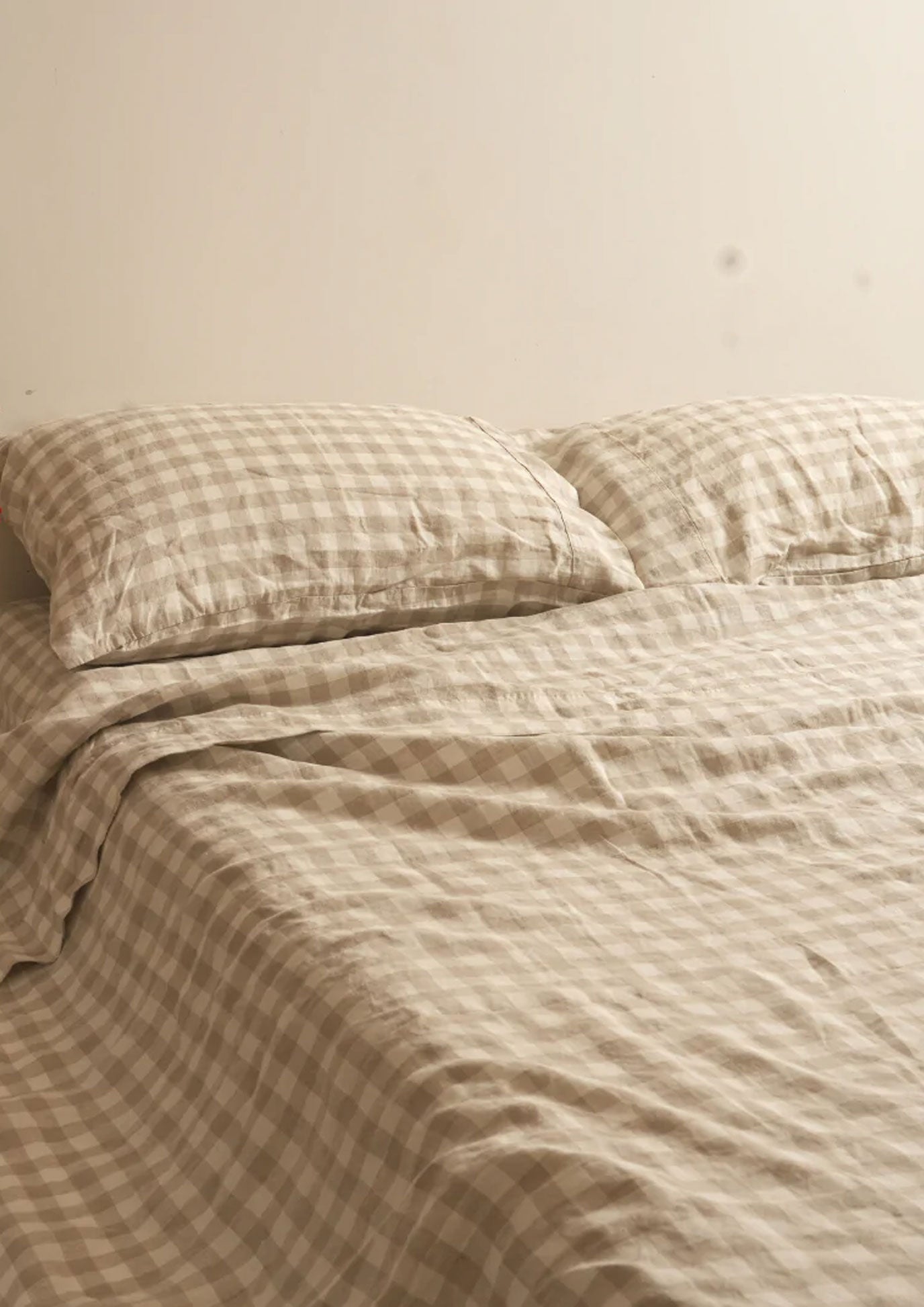 100% Linen Sheet Set - Natural Gingham