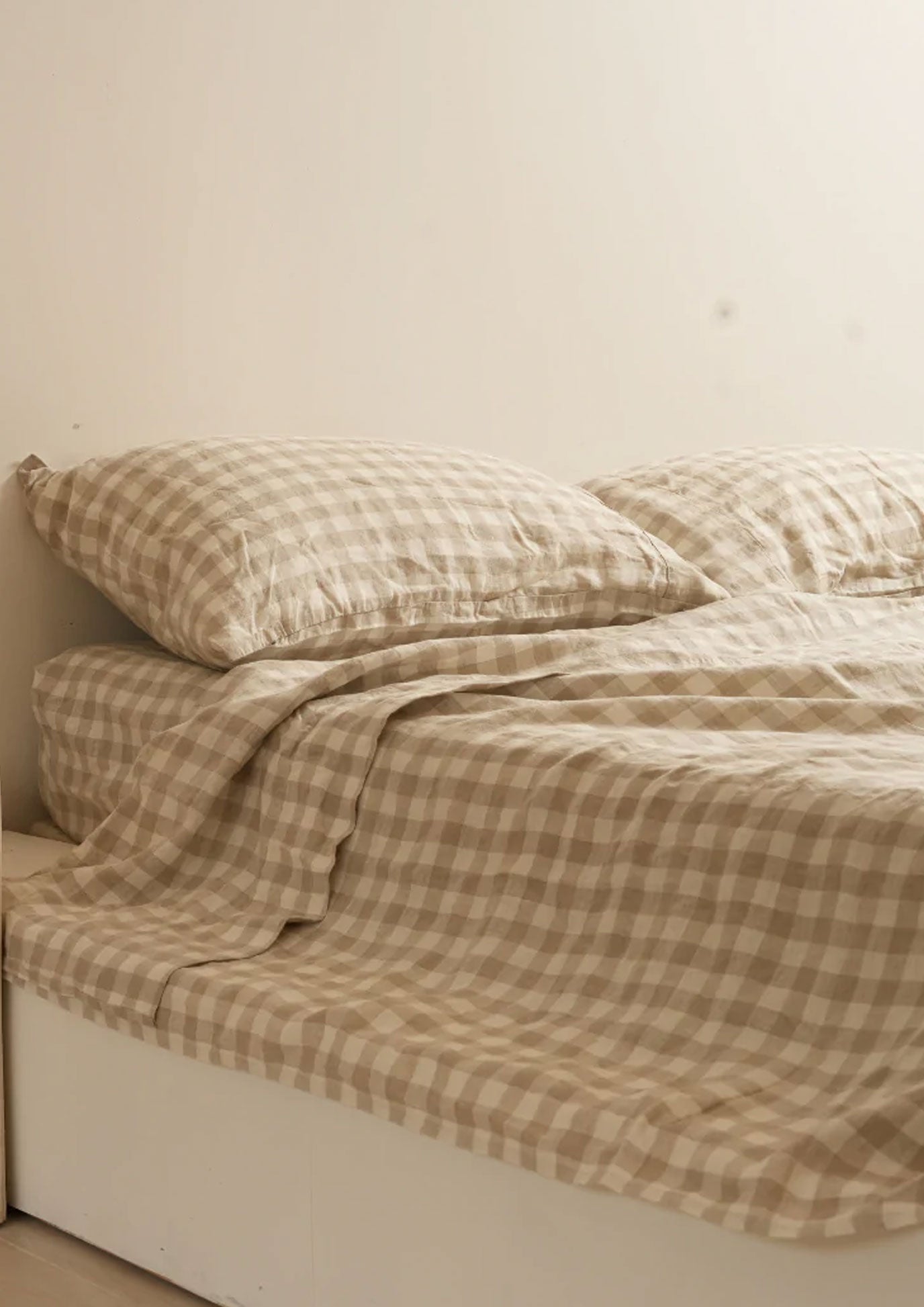 100% Linen Sheet Set - Natural Gingham