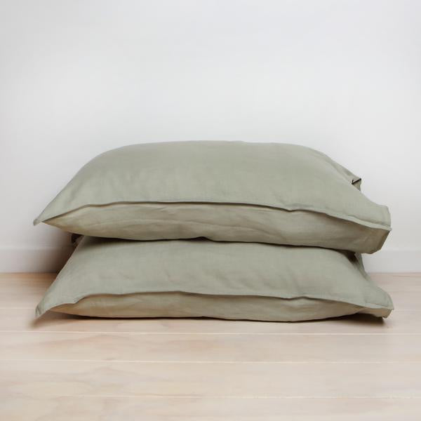 100%  Linen Pillowcase Pair- Sage