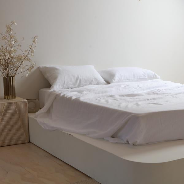100% Linen Sheet Set - White