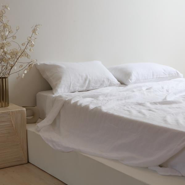 100% Linen Sheet Set - White