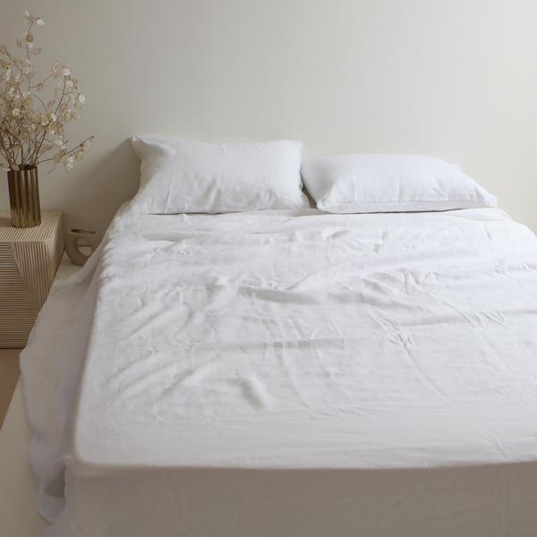 100% Linen Sheet Set - White