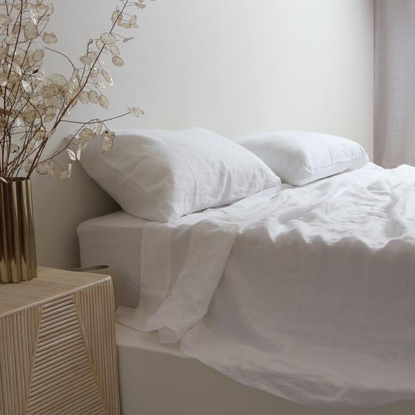 100% Linen Sheet Set - White