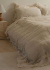 French Linen Ruffle Edge Duvet Set - Natural Oat