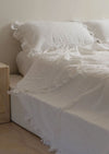 French Linen Ruffle Edge Sheet Set - White