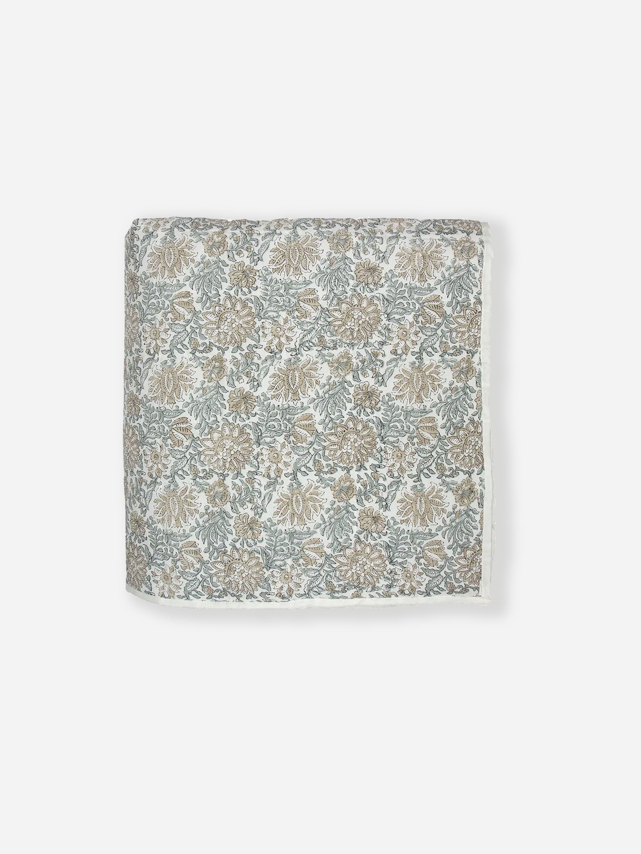 Athena Handblock Coverlet | Blue/Natural