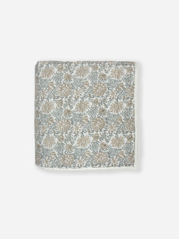 Athena Handblock Coverlet | Blue/Natural