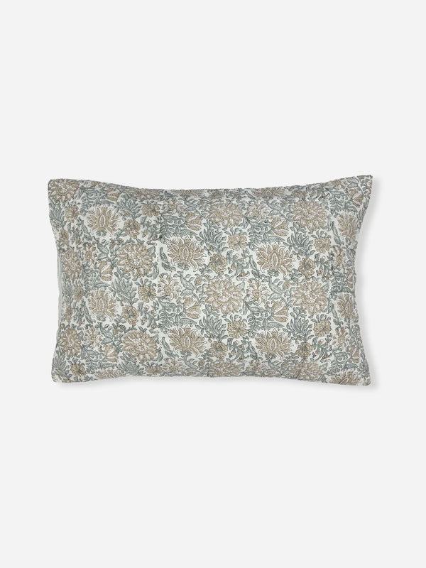 Athena Handblock Pillowcase Pair | Blue/Natural