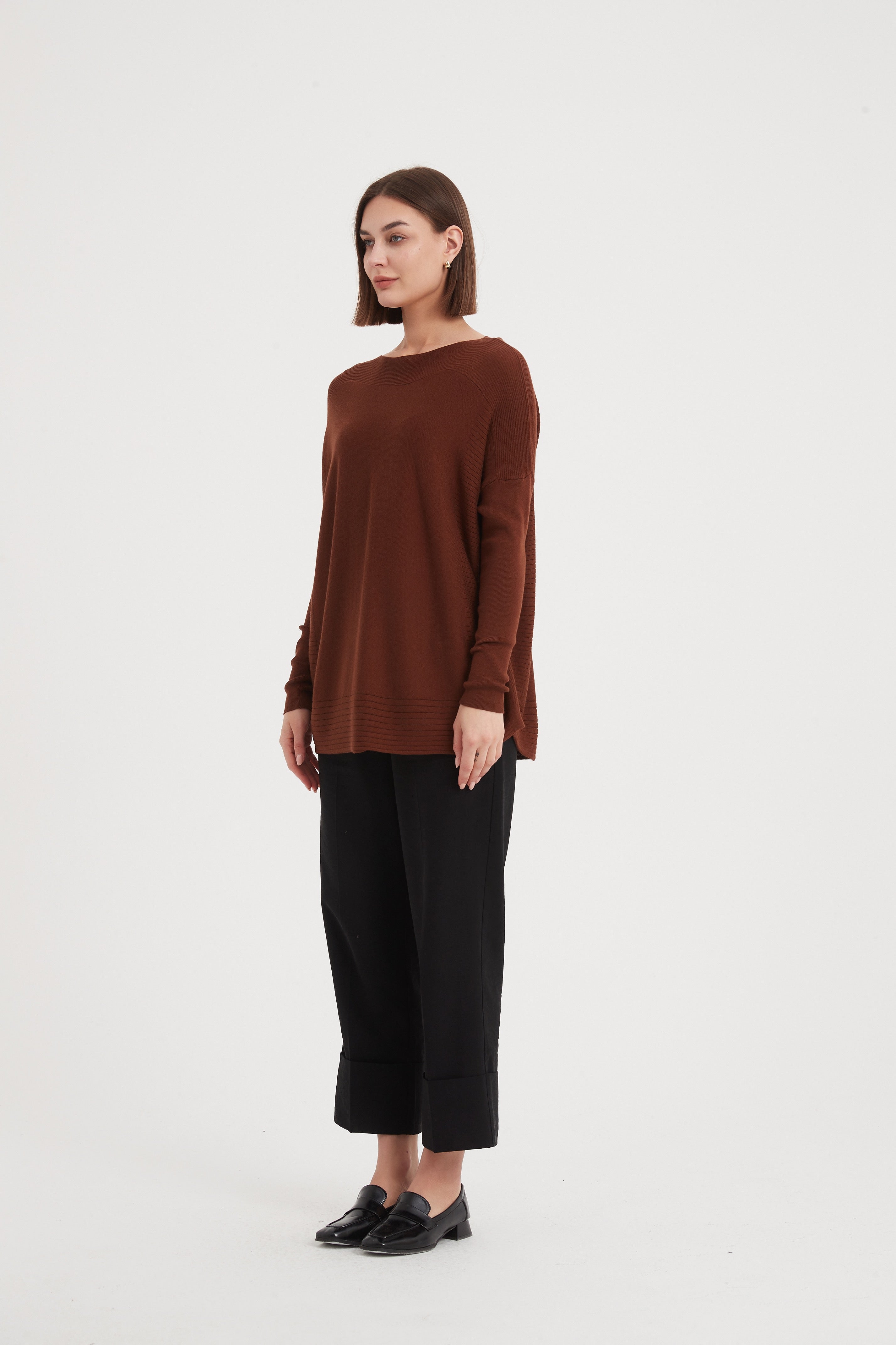 Wide Neck Knit Top