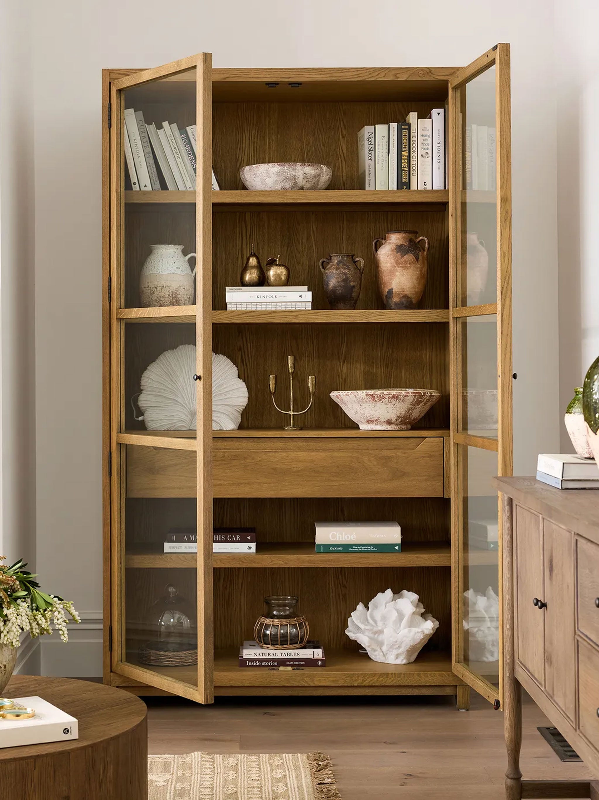 Baxter Glass and Oak Cabinet