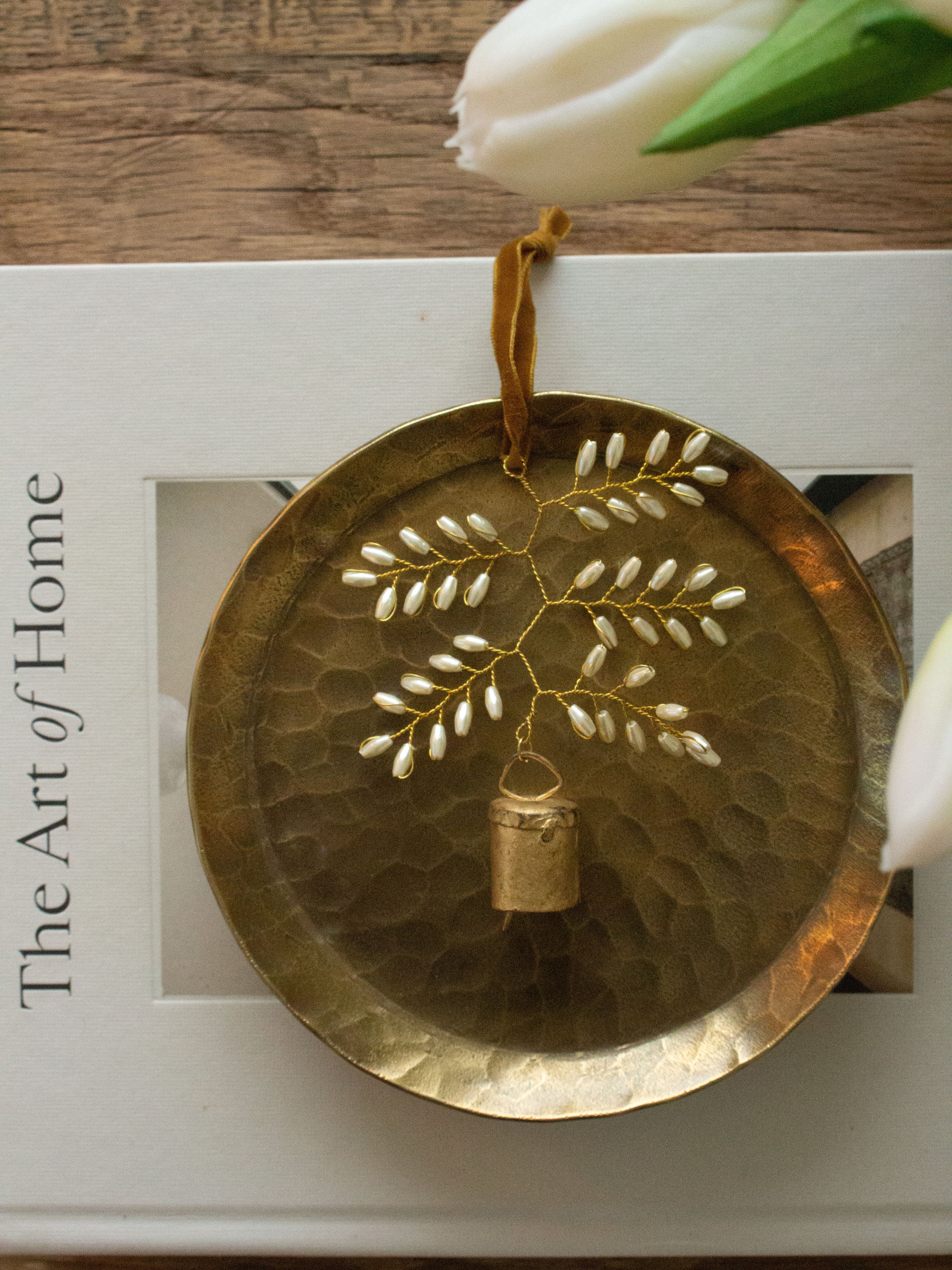Beaded Leaf Bell Decoration