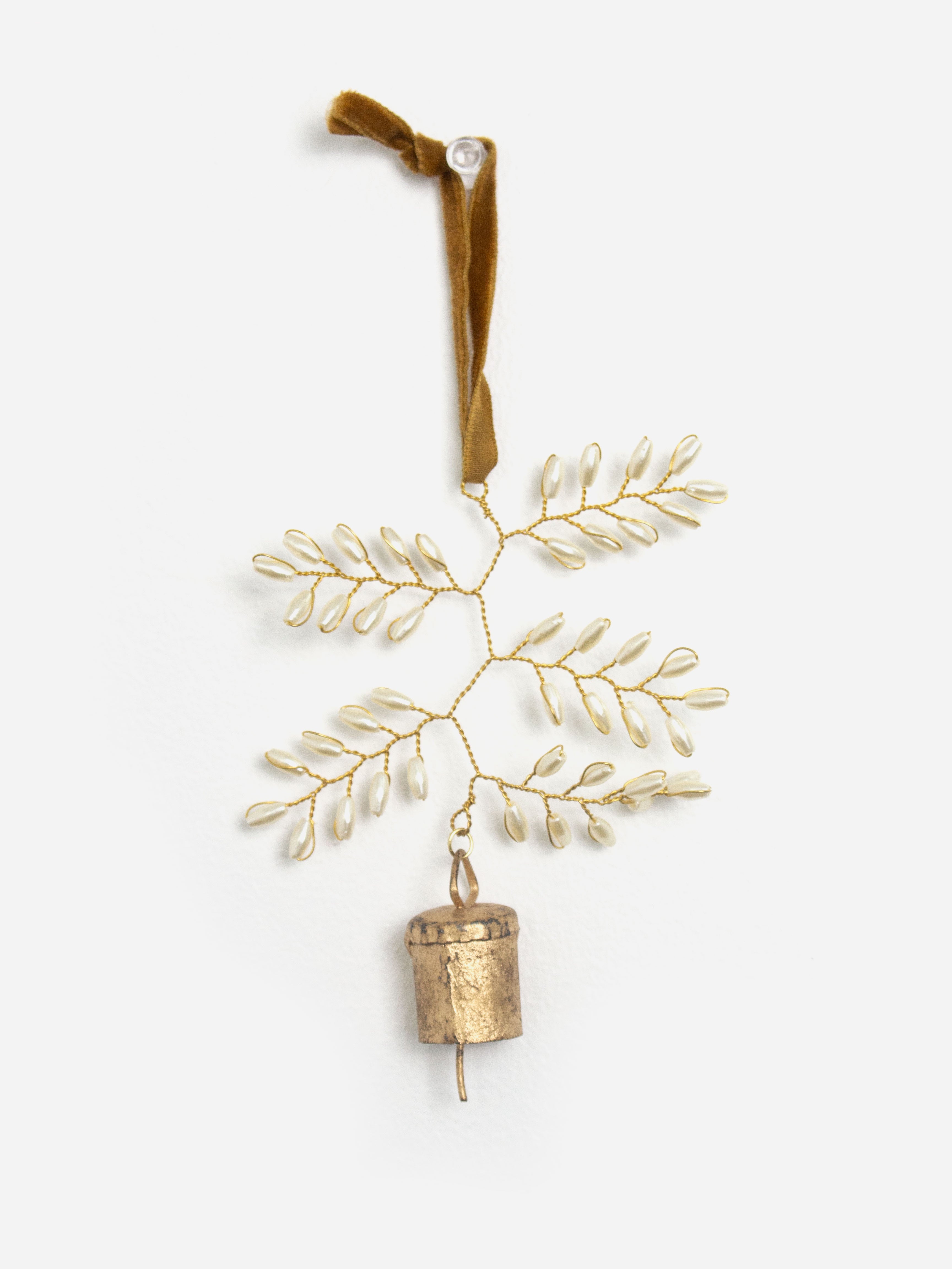 Beaded Leaf Bell Decoration