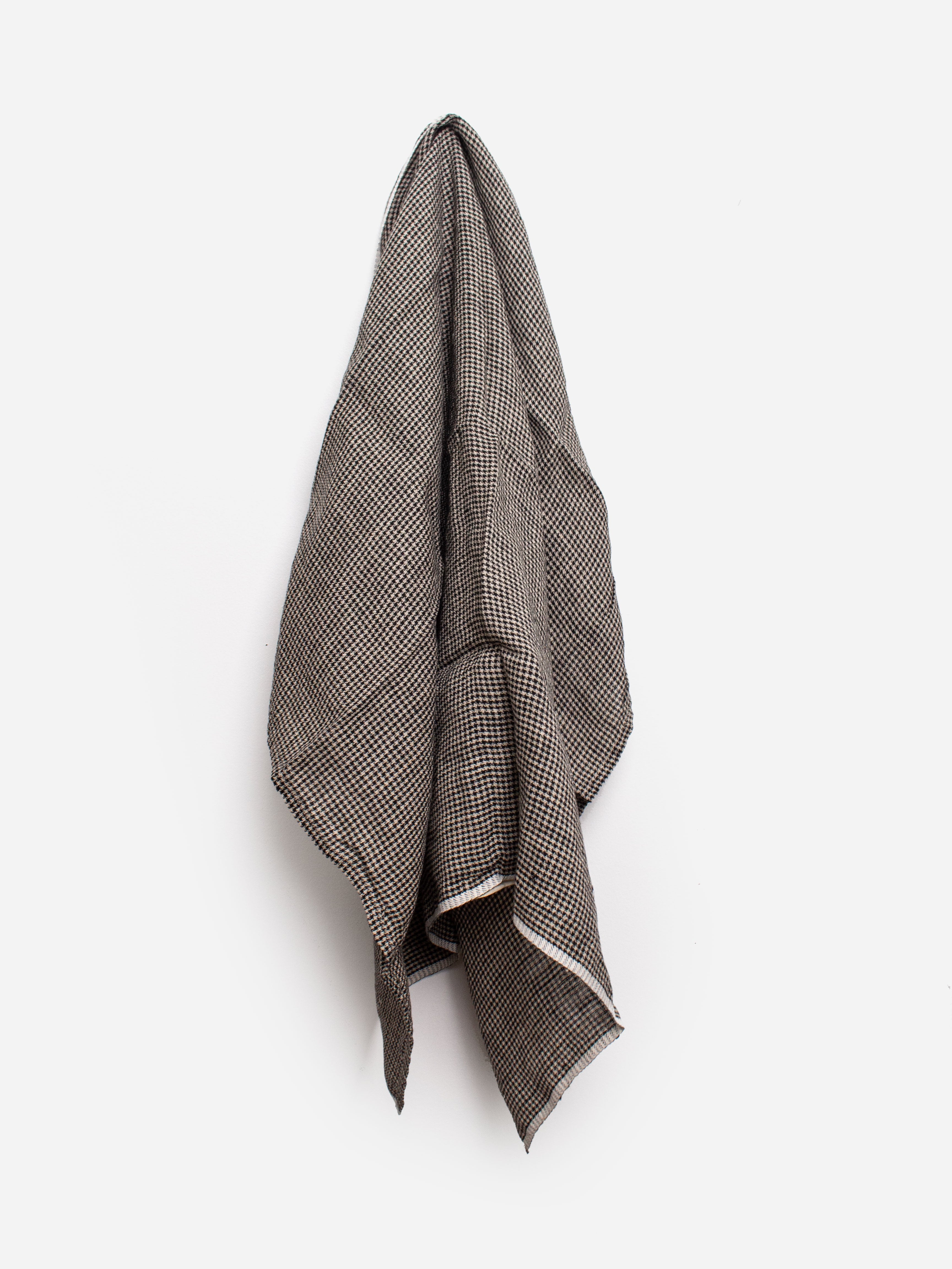 Black Linen Houndstooth Tea Towel