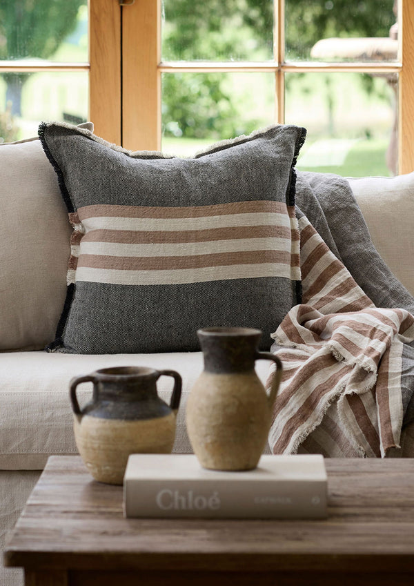 Black Spice Stripe Cushion Cover