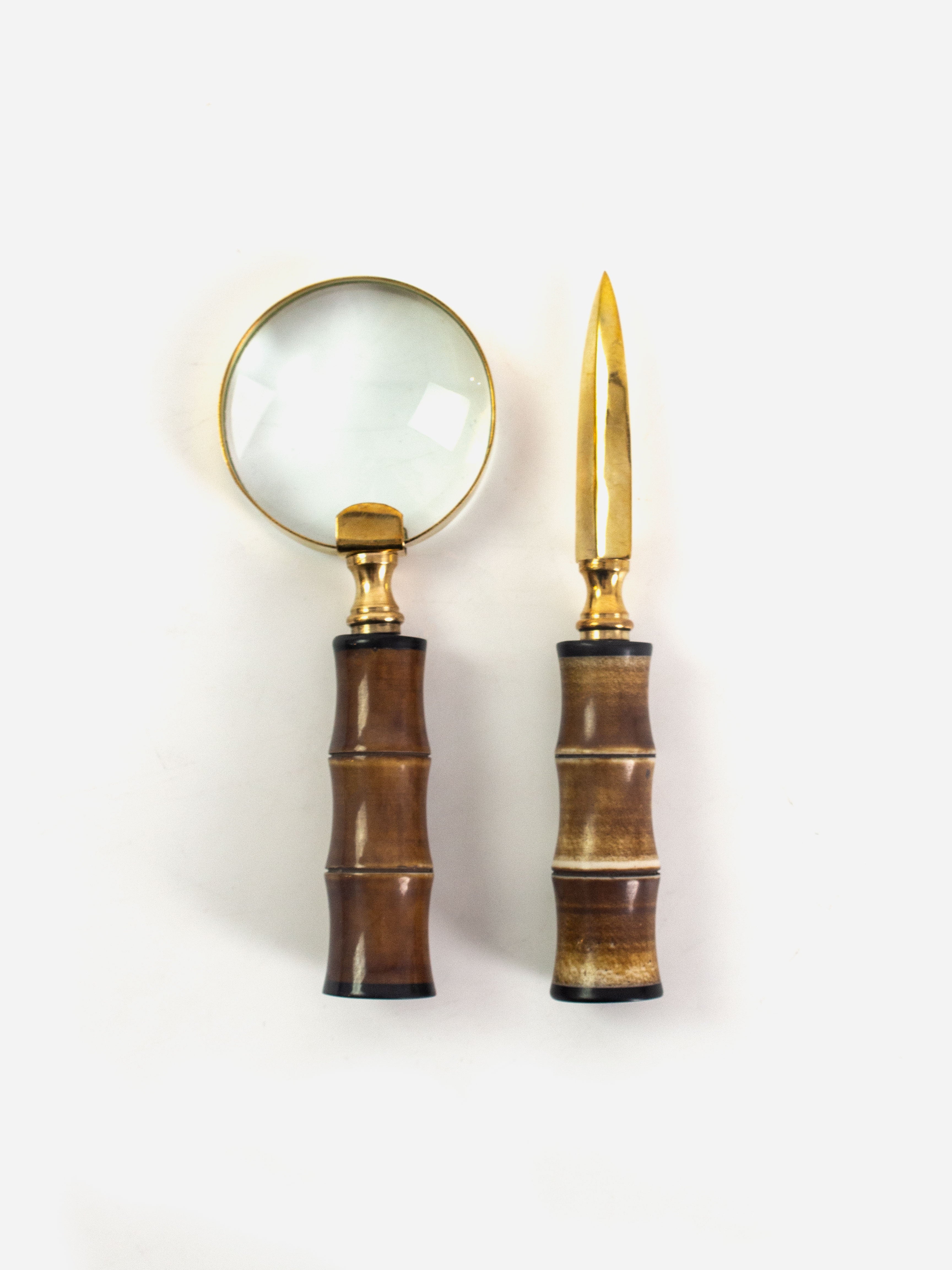 Brown Bamboo Magnifier & Letter Opener Set