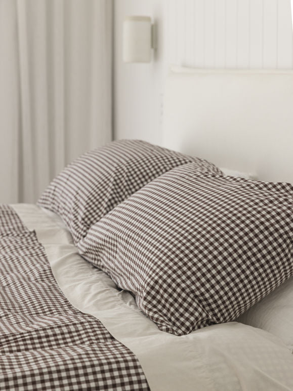 Cocoa Gingham Pillowcase Pair