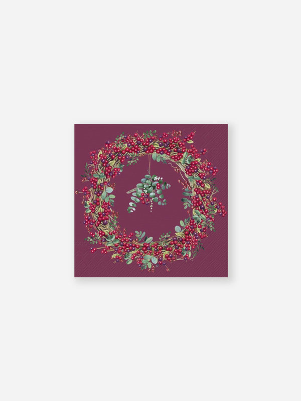 Dark Red Berry Wreath Napkins