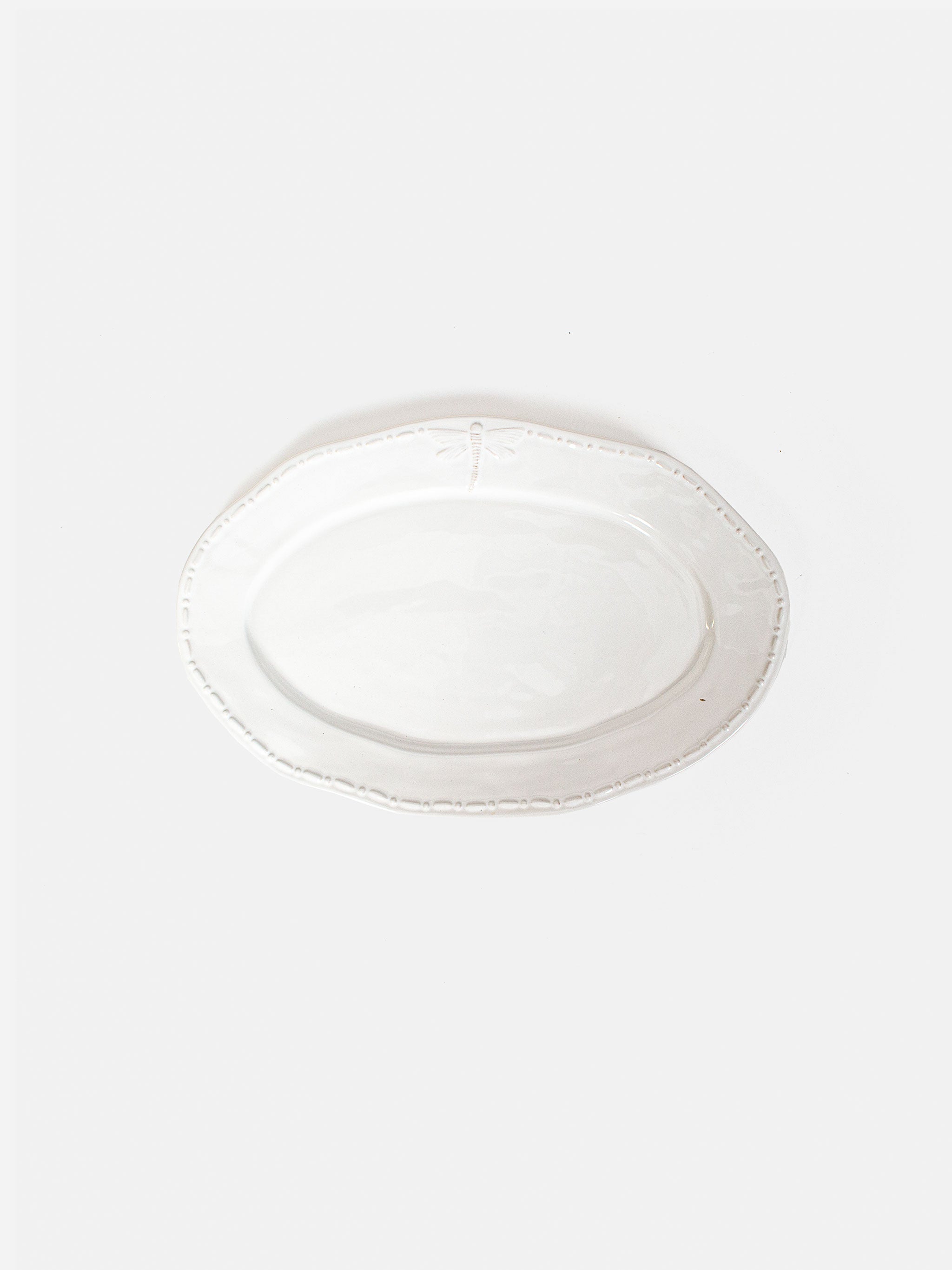 Dragonfly White Oval Platter  - Small