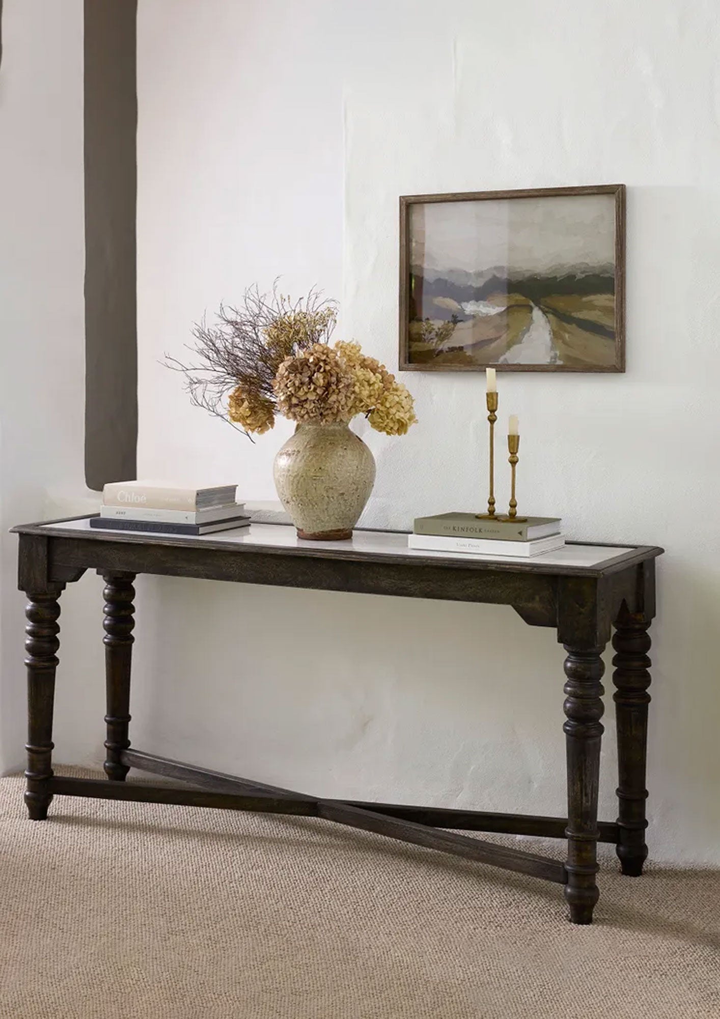 Edwin Marble and Wood Console Table