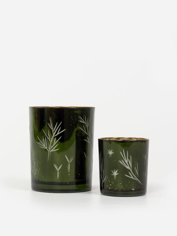 Etched Green Votive